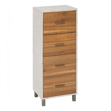 Meuble de rangement à 4 tiroirs, coloris marron/blanc - Longueur 40 x Profondeur 30 x Hauteur 97,5 cm (1/5)