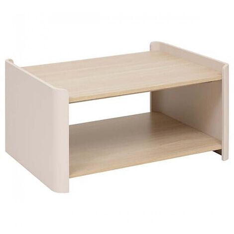 Table basse rectangulaire avec étagère inférieure, Coloris chêne/ivoire - Longueur 80 x Profondeur 60 x Hauteur 40 cm (1/5)