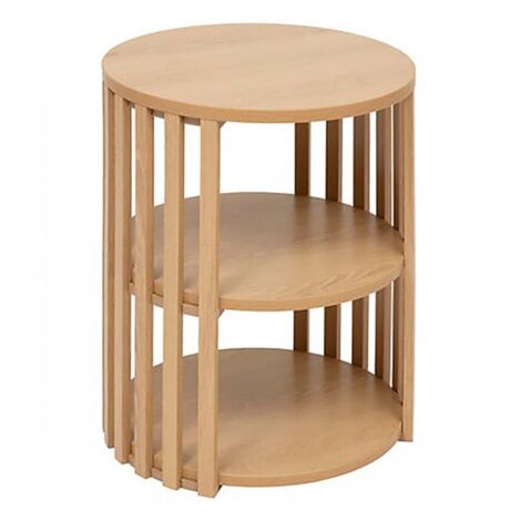 Table D'appoint ronde avec étagère, coloris beige - Longueur 40 x Profondeur 40 x Hauteur 48 cm. (1/5)