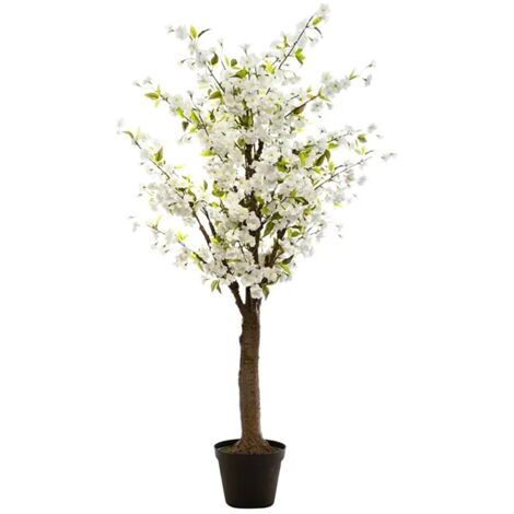Plante artificielle Cerisier avec fleurs artificiels coloris blanc avec pot -Longueur 100 x Profondeur 100 x Hauteur 200 cm (1/2)