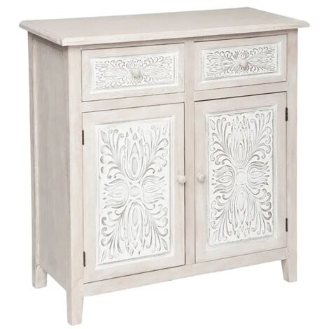 Buffet meuble de rangement 2 portes et 2 tiroirs - Longueur 80 x Profondeur 34 x Hauteur 85 cm (1/5)