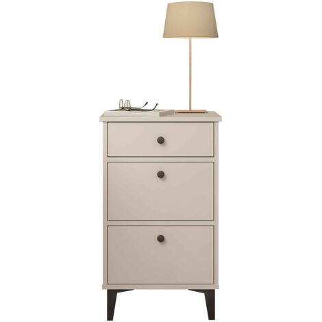 Table de chevet, table de nuit avec 3 tiroirs coloris Blanc - Hauteur 70 x Longueur 42 x profondeur 35 cm (1/4)