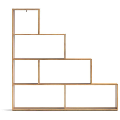 Bibliothèque Étagère type échelle avec 4 étagères coloris Chêne Mauvella - Longueur 145 x Hauteur 143 x Profondeur 28 cm (1/3)