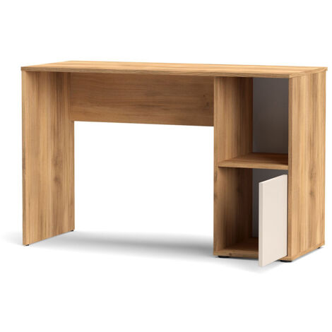 Table d'ordinateur avec 1 étagère et 1 porte coloris Beige/chêne Mauvella - Longueur 120 x Hauteur 75 x Profondeur 50 cm (1/3)