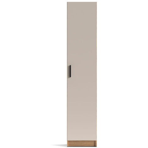 Pegane – Armoire multifonctionnelle 1 porte 4 étagères – Panneau mélaminé beige/chêne – Dimensions 37x180x34,4 cm – Rangement optimisé pour tous espaces