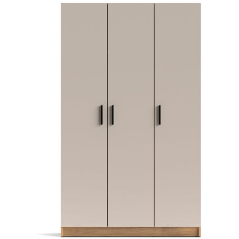 Armoire Placard meuble multifonctionnel à 3 portes et 4 étagères coloris Beige/chêne Mauvella - Longueur 108 x Hauteur 180 x Profondeur 34,4 cm