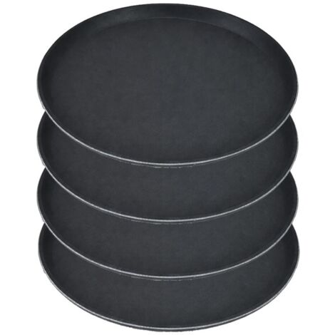 Lot de 4 plateaux de service rond avec surface antidérapante diamètre 45 cm professionel pour bar et restauration couleur noir (1/5)