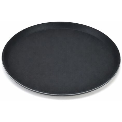 Plateau de service rond avec surface antidérapante diamètre 45 cm professionel pour bar et restauration couleur noir