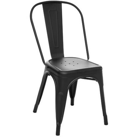 Lot de 4 chaises de table en métal noire - Longueur 45 x Profondeur 48 x Hauteur 85 cm (1/5)