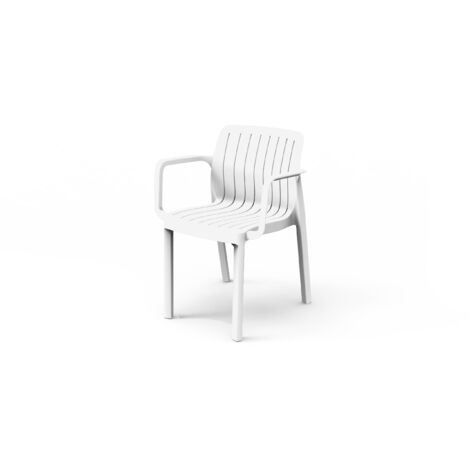 Lot de 6 chaises de jardin avec accoudoirs coloris Blanc - Longueur 58 x Profondeur 53 x Hauteur 77 cm (1/4)