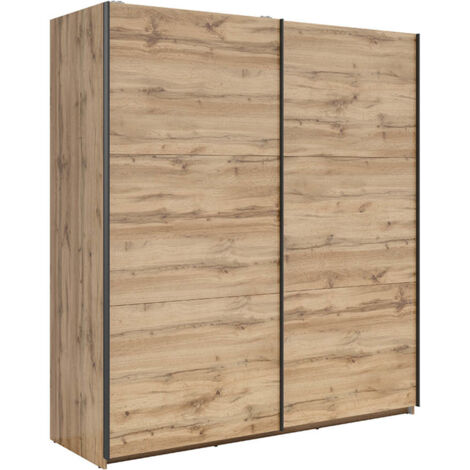 Armoire placard à 2 portes coulissantes coloris Chêne wotan - Longueur 183 x Profondeur 60 x Hauteur 195,5 cm (1/5)