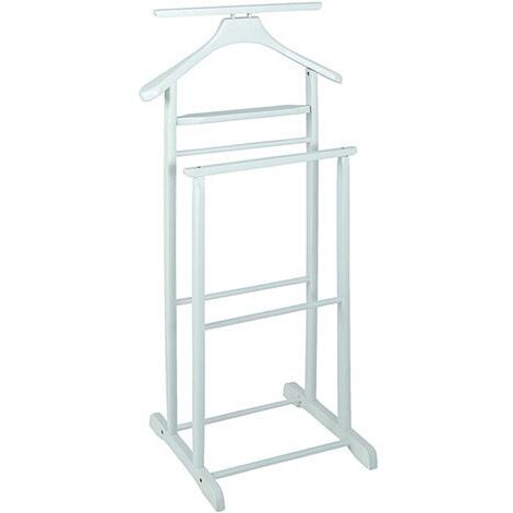 Relaxdays Valet De Chambre Pour Vestes Et Pantalons MDF Acier - H 106,5 Cm Blanc Et Nature