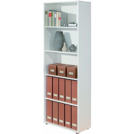 Etagère 5 Niveaux en melamine Blanc, Dim : L60 x P30 x H180 cm -PEGANE- (1/2)