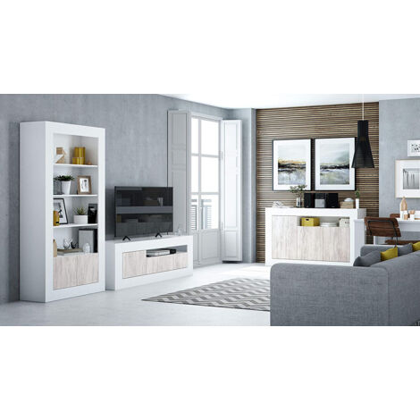 Bibliothèque avec 4 Tablettes coloris blanc artic / blanc poli -  Hauteur 181 x Longueur 94 x Profondeur 35 cm -PEGANE-