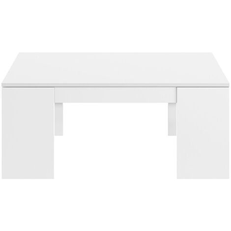 Table Basse à plateau relevable blanc brillant - 50 CM X 100 CM X 42 CM (54 CM)