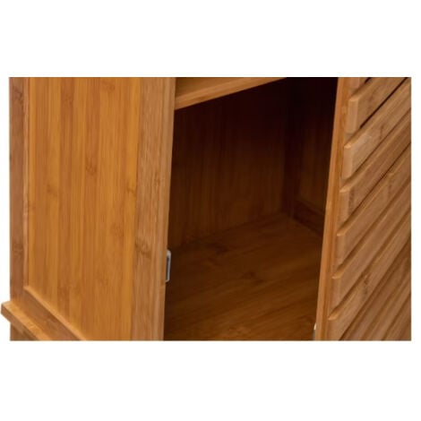Colonne SDB de 2 portes en bambou naturel - Dim : L.34 x P.24 x H.170 cm -PEGANE