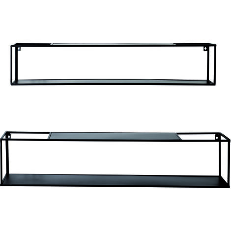 Lot de 2 étagères murales acier laqué noir -PEGANE- (1/3)