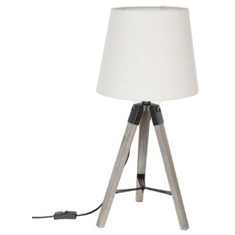 Lampe de table en polyester et Bois Lin - Dim : H56 x D28 cm - PEGANE -