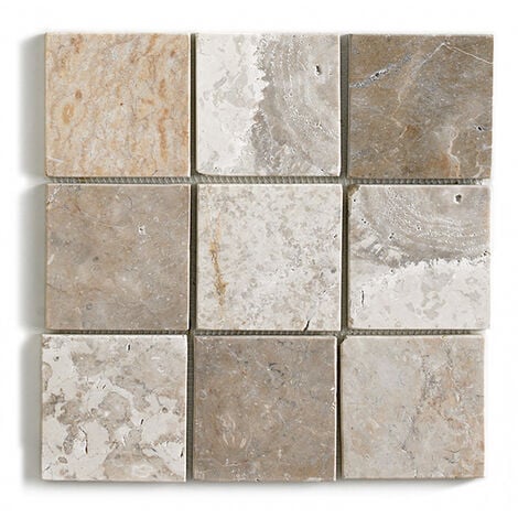 Carrelage mosaïque / Plaque de mosaïque mur et sol en marbre naturel coloris blanc mat - 30 x 30 cm - PEGANE -