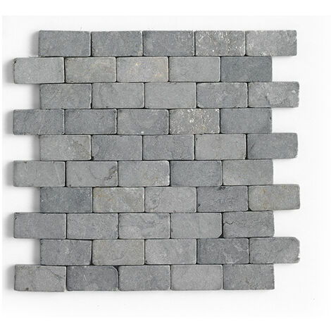 Carrelage mosaïque / plaque de mosaïque mur et sol en marbre naturel coloris gris mat - 30 x 30 cm - PEGANE -