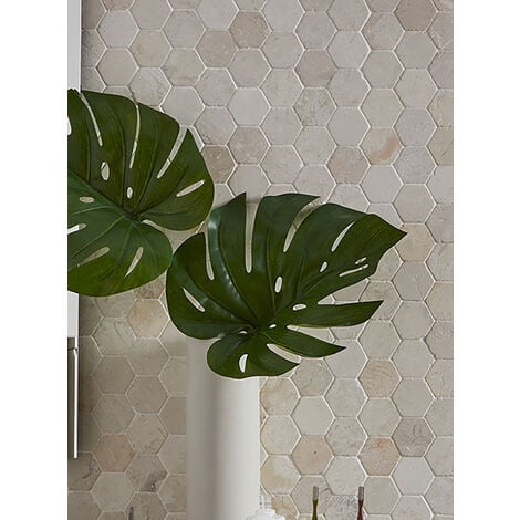 Carrelage mosaïque / Plaque de mosaïque mur et sol en marbre naturel coloris blanc - 33 x 33 cm - PEGANE -