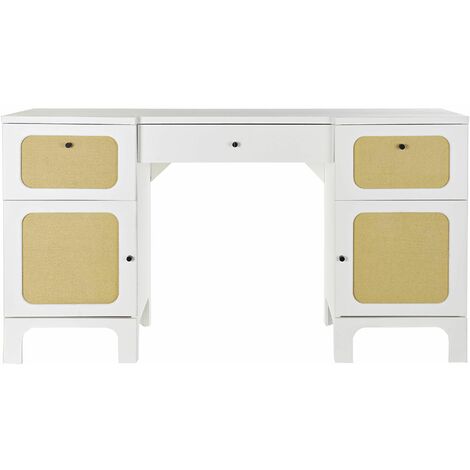 Bureau avec commode de rangement coloris blanc - Hauteur 76 x