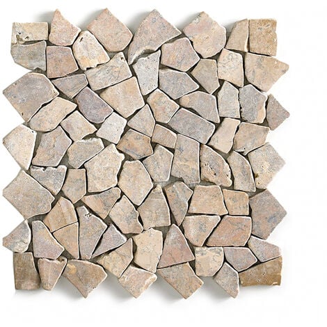 Carrelage de mosaïque/Plaque mosaïque mur et sol en marbre naturel coloris rose - 30 x 30 cm - PEGANE -