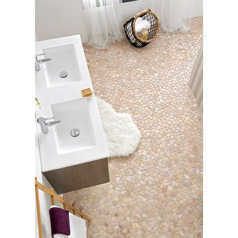 Carrelage de mosaïque/Plaque mosaïque mur et sol en marbre naturel coloris rose - 30 x 30 cm - PEGANE -