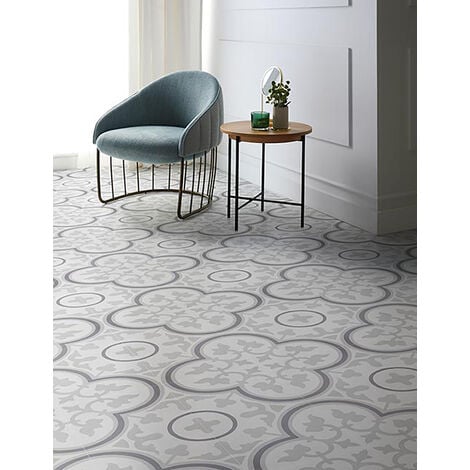 4 Carreaux de ciment véritable 0,16m2 / Carreaux de ciment artisanaux pour sol et mur coloris Gris - l.20 x L.20cm -PEGANE-