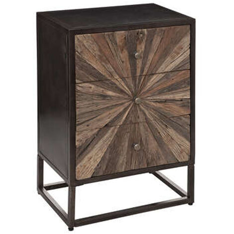 Chiffonnier avec 4 tiroirs en bois / fer coloris Beige - Longueur 48 x Profondeur 34 x Hauteur 106 cm (1/4)