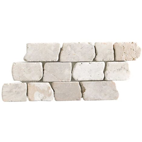 Carrelage mosaïque / Plaque de mosaïque mosaïque mur et sol en marbre naturel coloris blanc - 15 x 30,5 cm - PEGANE -