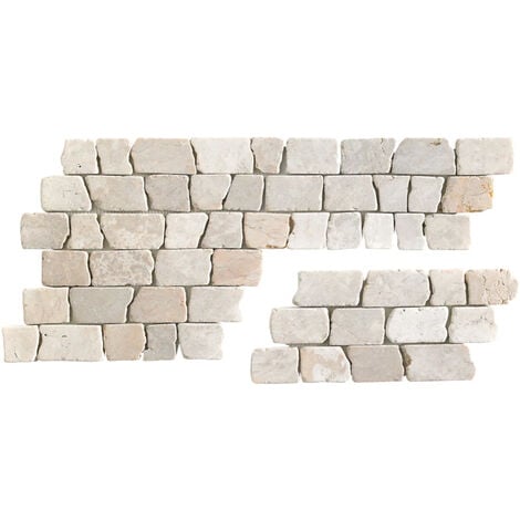 Carrelage mosaïque / Plaque de mosaïque mosaïque mur et sol en marbre naturel coloris blanc - 15 x 30,5 cm - PEGANE -