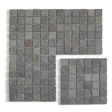 Carrelage de mosaïque (Boite de 1m²) / Plaque mosaïque mur et sol en marbre naturel coloris gris - 30 x 30 cm - PEGANE -