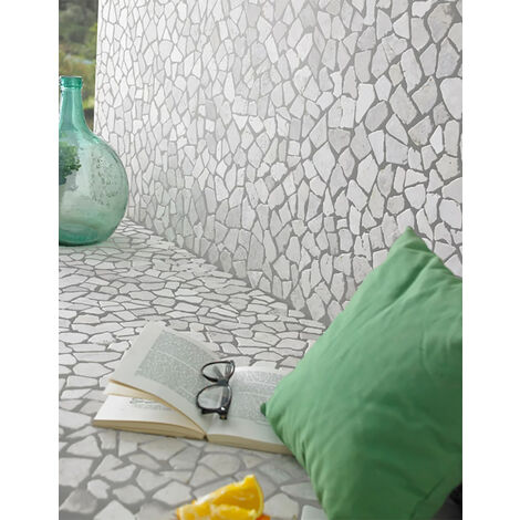 Carrelage de mosaïque/Plaque mosaïque mur et sol en marbre naturel coloris blanc - 30 x 30 cm - PEGANE -