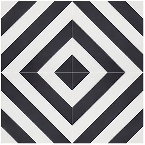 4 Carreaux de ciment véritable 0,16m2 / Carreaux de ciment artisanaux coloris noir/blanc pour sol et mur - l.20 x L.20 cm -PEGANE-