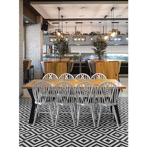 4 Carreaux de ciment véritable 0,16m2 / Carreaux de ciment artisanaux coloris noir/blanc pour sol et mur - l.20 x L.20 cm -PEGANE-