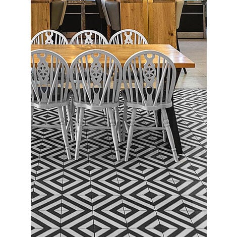 4 Carreaux de ciment véritable 0,16m2 / Carreaux de ciment artisanaux coloris noir/blanc pour sol et mur - l.20 x L.20 cm -PEGANE-