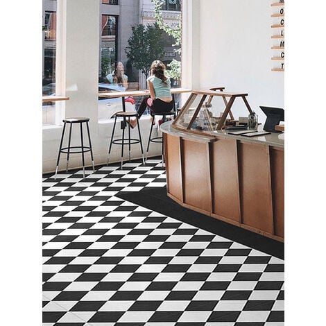 4 Carreaux de ciment véritable 0,16m2 / Carreaux de ciment artisanaux coloris noir/blanc pour sol et mur - l.20 x L.20cm -PEGANE-