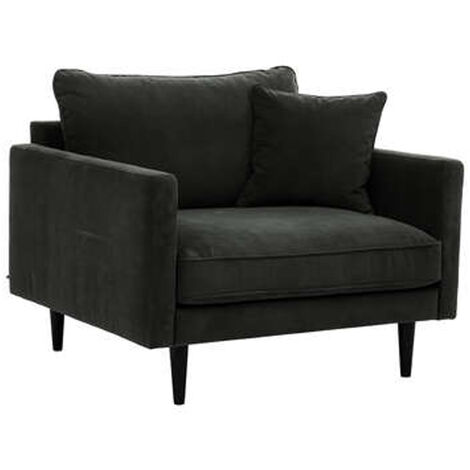 Canapé en velours coloris vert Kaki - Longueur 110 x Profondeur 96 x Hauteur 85 cm (1/2)