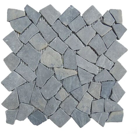 Carrelage de mosaïque/Plaque mosaïque mur et sol en marbre naturel coloris gris - 30 x 30 cm - PEGANE -