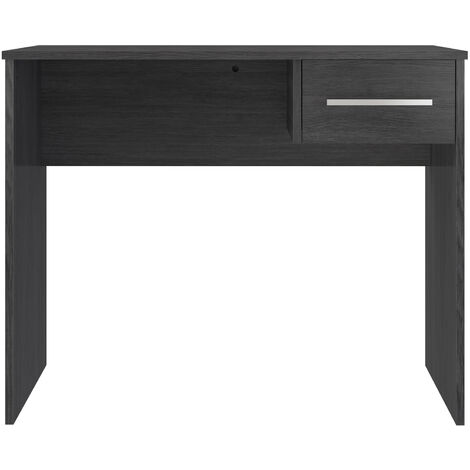 Bureau en panneau de particules mélaminés coloris gris - Longueur 90 x profondeur 50 x Hauteur 73 cm -PEGANE- (1/4)