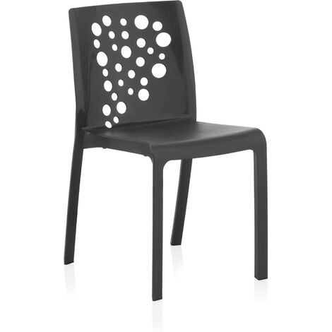 Lot de 6 chaises de table-salle à manger - cuisine - interieur/exterieur en résine coloris anthracite - Longueur 48 x Profondeur 54 x Hauteur 81 cm -PEGANE- (1/2)