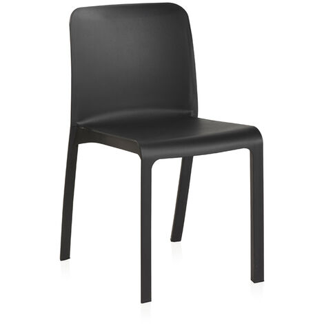 Lot de 6 chaises de table-salle à manger - cuisine - interieur/exterieur en résine coloris anthracite - Longueur 48 x Profondeur 53 x Hauteur 80 cm -PEGANE- (1/4)