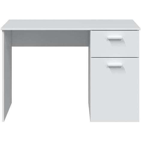 Bureau en mélaminé coloris blanc artik - Hauteur 73 x Longueur 108 x Profondeur 50 cm - PEGANE- (1/5)