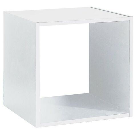 Etagère murale en panneaux de particules coloris blanc - Longueur 34,4 x Profondeur 32 x Heuteur 34,4 cm (1/2)