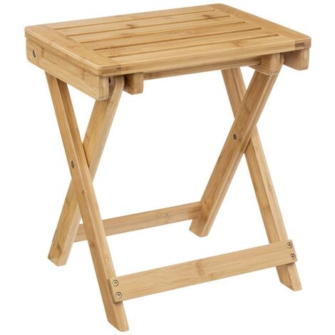 Tabouret pliant en bambou coloris naturel - longueur 39 x Profondeur 33 x Hauteur 44 cm (1/3)