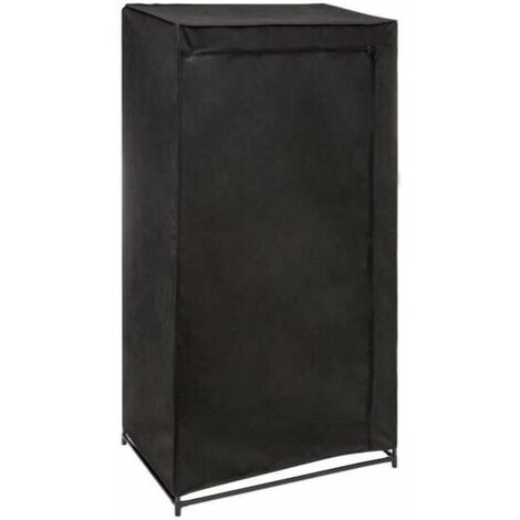 Armoire de rangement avec 1 penderie non tissé coloris noir - Longueur 70 x Profondeur 46 x Hauteur 148 cm -PEGANE-