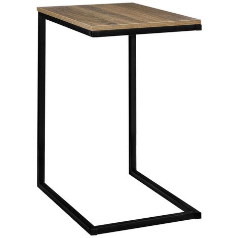Bout de canapé en bois coloris naturel foncé et métal coloris noir - longueur 45 x Profondeur 35 x Hauteur 66 cm (1/2)