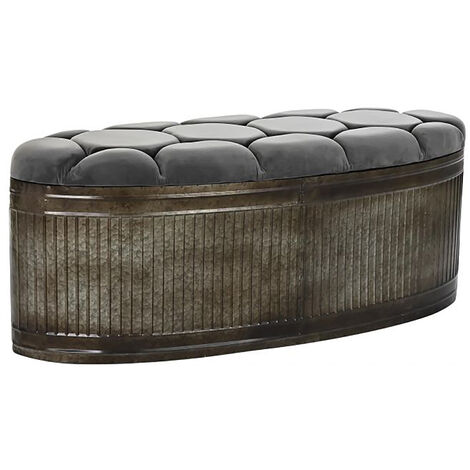 Pegane – Banquette coffre en métal gris – Longueur 117 cm x Profondeur 42 cm x Hauteur 47 cm – Rangement optimisé pour intérieur moderne (1/4)