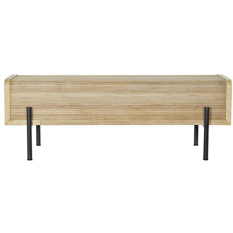 Banquette en bois coloris naturel et pieds en métal - Longueur 120 x Profondeur 40 x Hauteur 43 cm -PEGANE- (1/4)